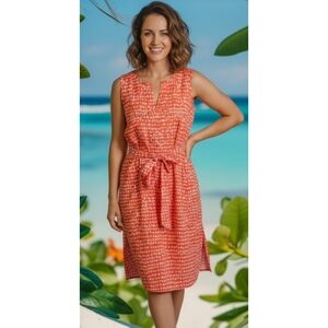 Ann Taylor Factory Split neck Dotted dress Orange Size L